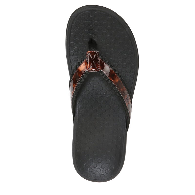 Vionic Women's Tide II Toe Post Sandal - Ladies Flip Flop with Concealed Orthotic Arch Support Black Tortoise 9 M US - Image 5